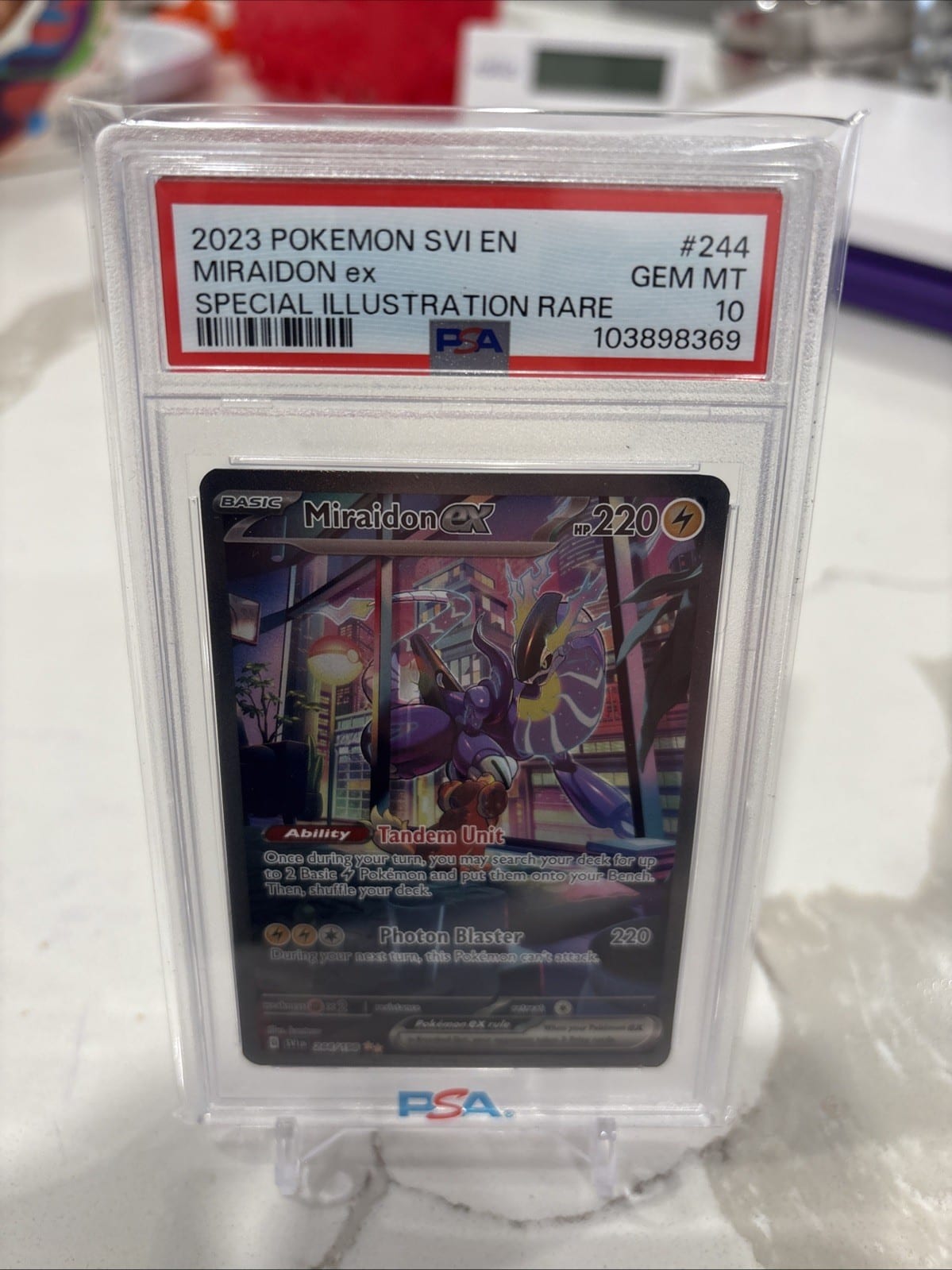 2023 POKEMON SVI EN-SCARLET & VIOLET #244 MIRAIDON EX PSA 10, photo