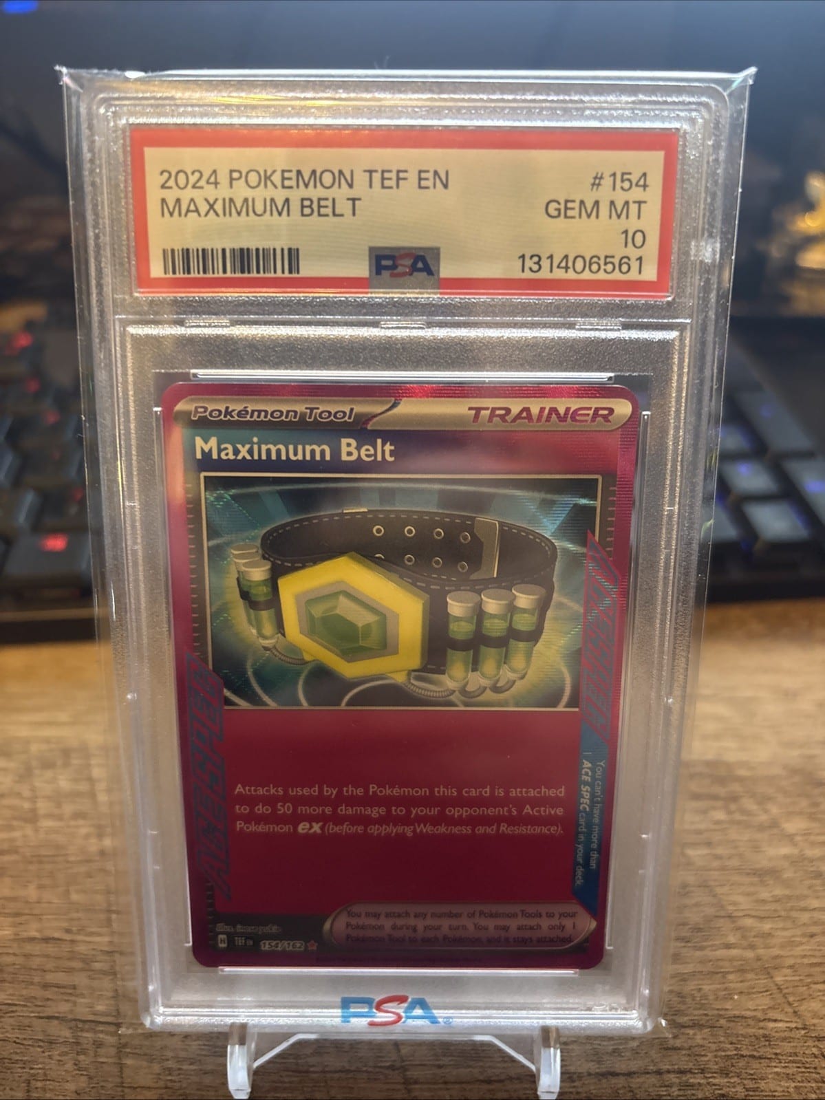 2024 Pokemon TEF EN Maximum Belt #154 PSA 10, photo