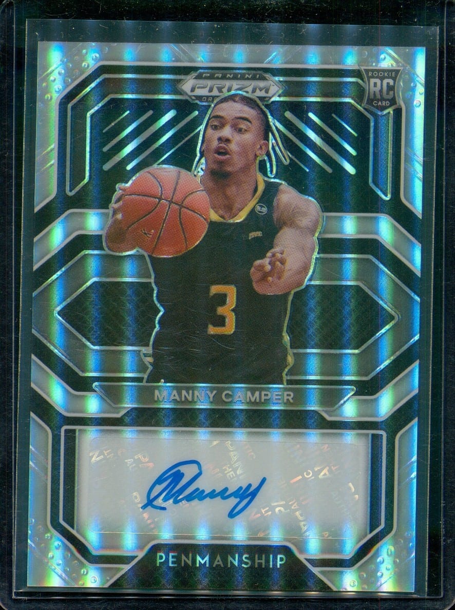 2021 Panini Prizm Draft Picks Rookie Auto Penmanship Silver Manny Camper CP-MCA, photo
