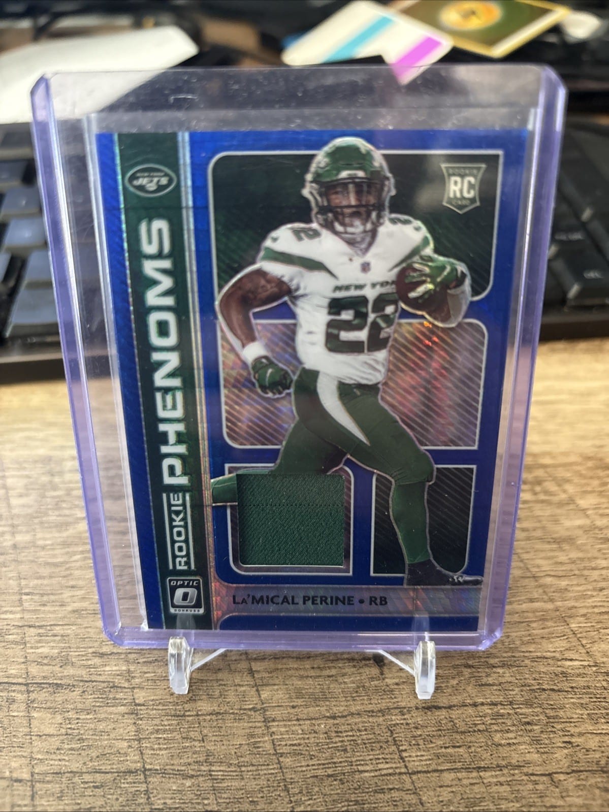 2020 Panini Optic La'Mical Perine Relic Rookie Phenoms RC New York Jets #RP-40, photo
