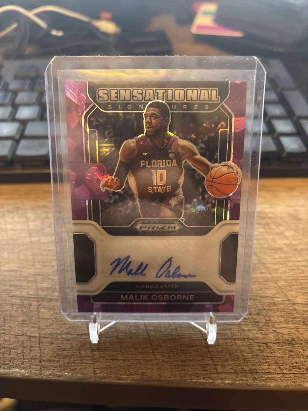 Malik Osborne 2022 Basketball Panini Prizm Autograph Card /99 Purple Ice Prizm, photo