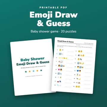 Baby Shower Emoji Draw & Guess: 20 Puzzles, cover