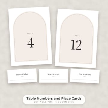 Modern Minimalist Wedding Table Numbers 1-30 and Place Cards, cover