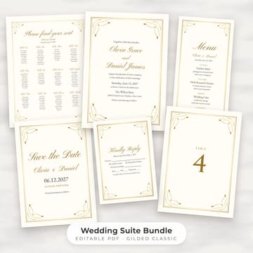 Classic Gold Wedding Template Bundle, cover