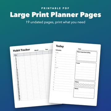 Large Print Planner Printable for Seniors, cover