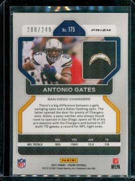 2021 Panini Prizm Orange Antonio Gates 200/249 #175, photo 2