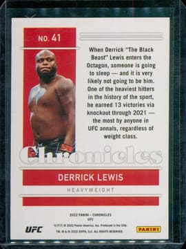 2022 Panini Chronicles UFC Red 80/199 Derrick Lewis #41, photo 2