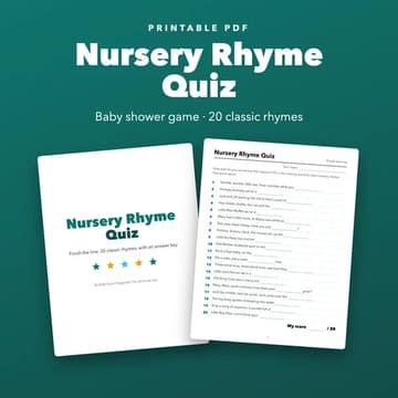 Nursery Rhyme Quiz Baby Shower Game, cover