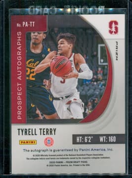 2020-21 Panini Prizm - PA-TT Tyrell Terry Autographs Red Ice Prizm, photo 2