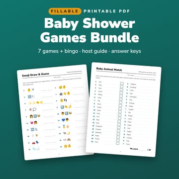 Baby Shower Games Bundle: 8 Games with Bingo, cover