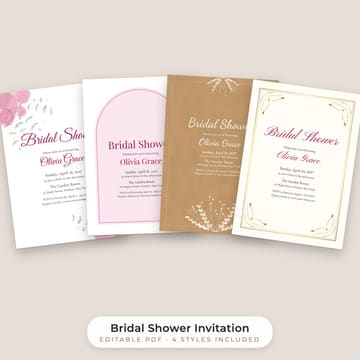 Bridal Shower Invitation Template: 4 Styles (Editable PDF), cover
