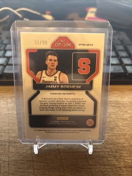 2022-23 Panini PRIZM Draft Purple Cracked Ice PRIZM /99 Jimmy Boeheim Auto, photo 2