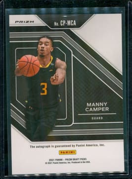 2021 Panini Prizm Draft Picks Rookie Auto Penmanship Silver Manny Camper CP-MCA, photo 2