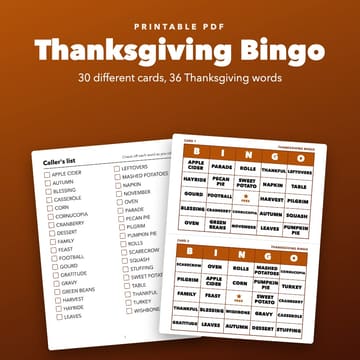 Thanksgiving Bingo Printable Family Game, cover