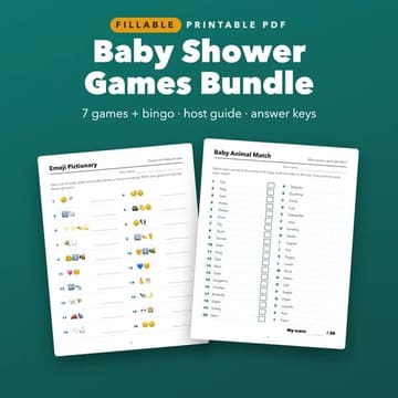 Baby Shower Games Bundle: 8 Games with Bingo, cover