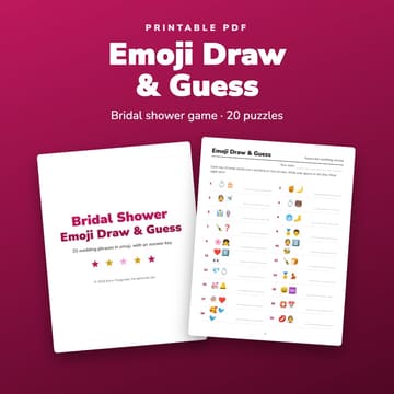 Bridal Shower Emoji Draw & Guess: 20 Wedding Puzzles, cover