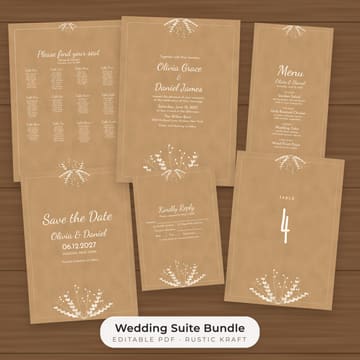 Rustic Kraft Wedding Template Bundle, cover