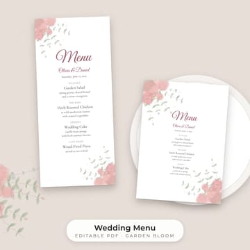 Watercolor Floral Wedding Menu Template, cover