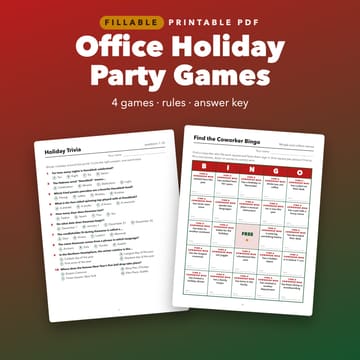 Office Holiday Party Games Printable, cover