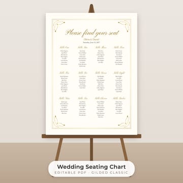 Classic Gold Wedding Seating Chart Template, cover