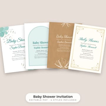 Baby Shower Invitation Template: 4 Styles (Editable PDF), cover