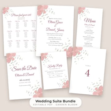 Watercolor Floral Wedding Template Bundle, cover