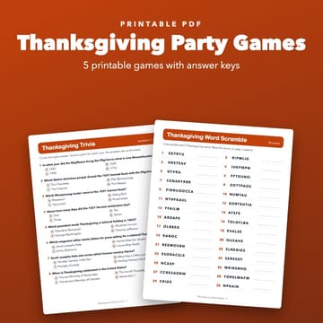 Thanksgiving Party Games Printable for Family, cover