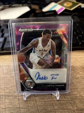 2021-22 PRIZM DRAFT PURPLE ICE /99 AUTO JUSTIN TURNER BGSU