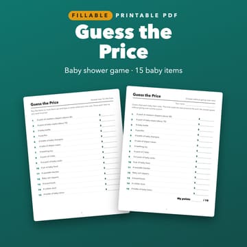 Guess the Price Baby Shower Game: 15 Items, cover