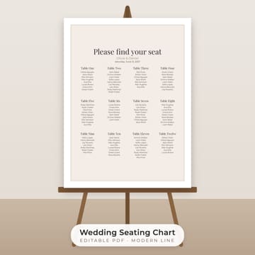 Modern Minimalist Wedding Seating Chart Template, cover