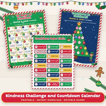 Kindness Challenge and Christmas Countdown Calendar Printable, cover