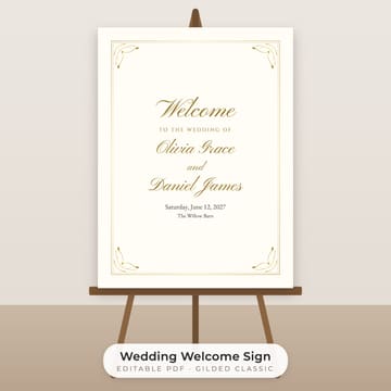 Classic Gold Wedding Welcome Sign Template, cover
