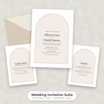 Modern Minimalist Wedding Invitation Suite Template, cover