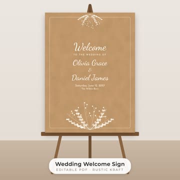Rustic Kraft Wedding Welcome Sign Template, cover