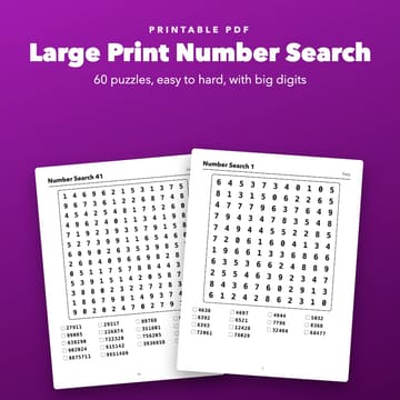 Large Print Number Search Printable for Seniors, cover