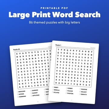 Large Print Word Search Printable for Seniors, cover