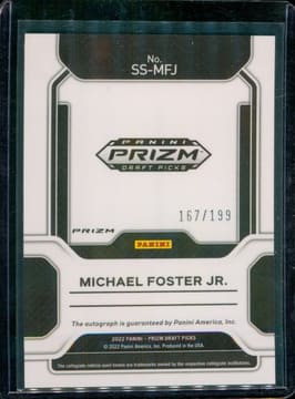2022 Panini Prizm Draft Picks #SS-MFJ Michael Foster Jr. Red Auto #/199, photo 2
