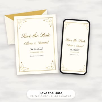 Classic Gold Save the Date Template, cover