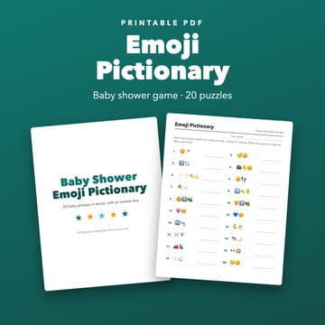 Baby Shower Emoji Pictionary: 20 Puzzles, cover