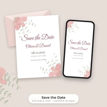 Watercolor Floral Save the Date Template, cover