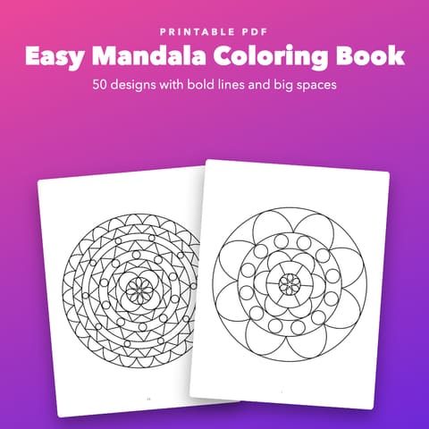 Easy Mandala Coloring Book Printable for Adults, cover