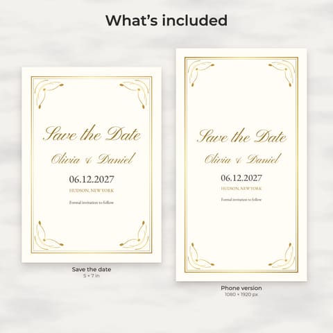Classic Gold Save the Date Template, preview 1