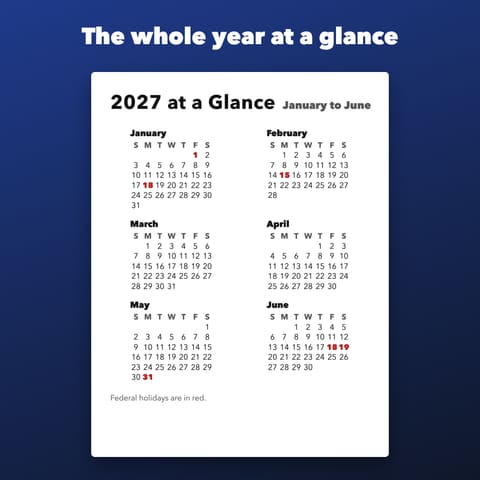 2027 Large Print Calendar Printable, preview 2