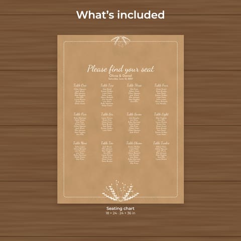 Rustic Kraft Wedding Seating Chart Template, preview 1