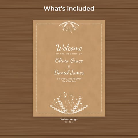 Rustic Kraft Wedding Welcome Sign Template, preview 1
