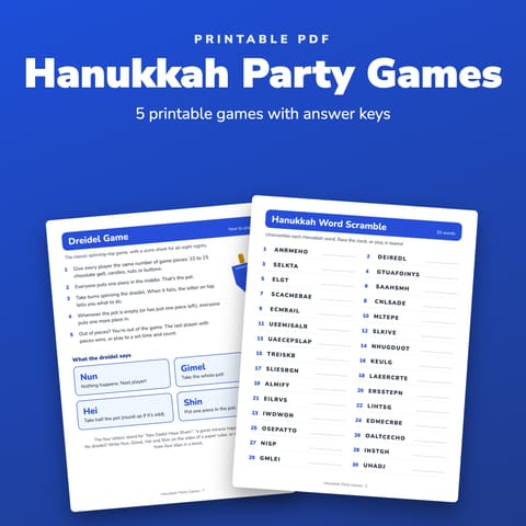Hanukkah Party Games Printable for Family, cover