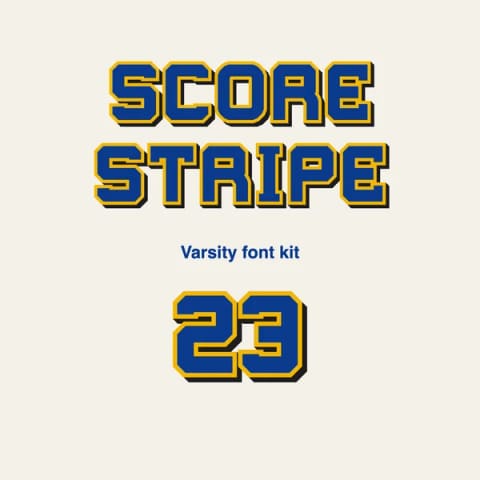 Scorestripe Varsity Font Team Kit: Layered Jersey Font, SVG Cut Files and Numbers 0-99, cover