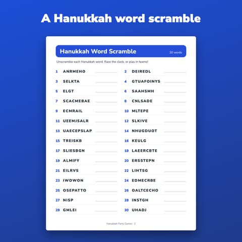Hanukkah Party Games Printable for Family, preview 1