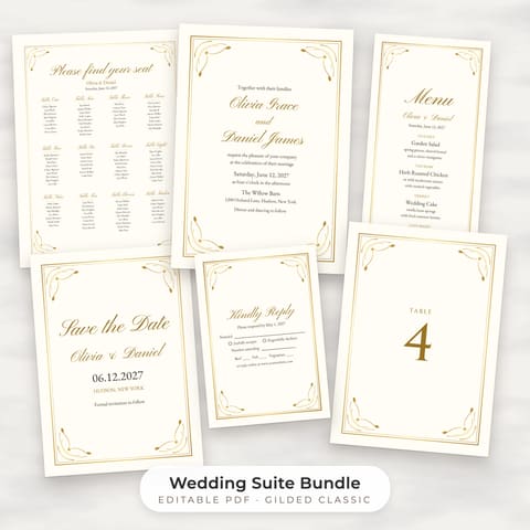 Classic Gold Wedding Template Bundle, cover
