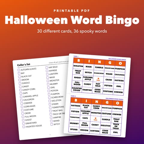 Halloween Bingo Printable for Kids and Classroom Parties, cover